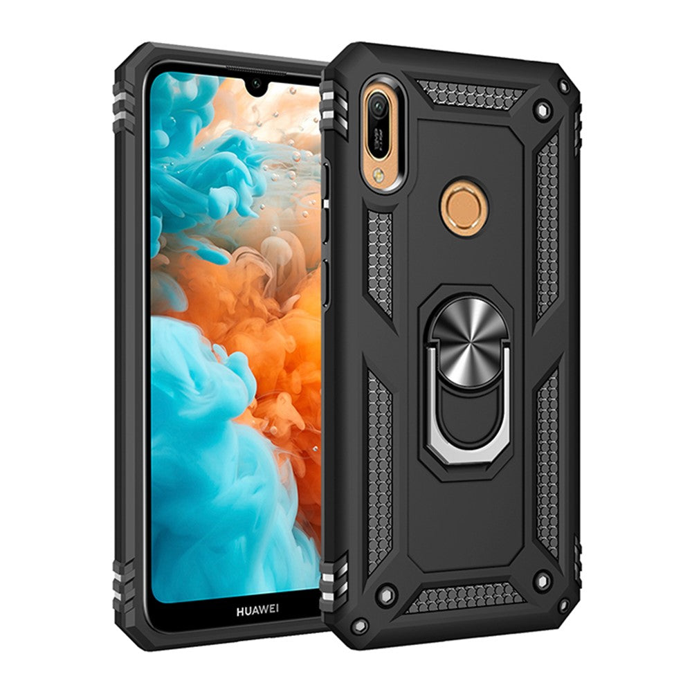 PC+TPU Kickstand Phone Cover for Huawei Y6 (2019, with Fingerprint Sensor) / Y6 Prime (2019)