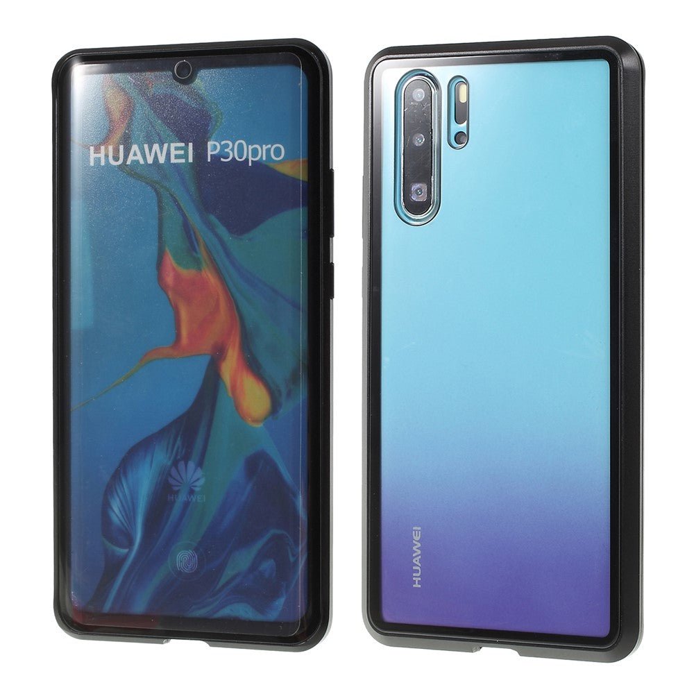 Shock-proof Magnetic Installation Metal Frame + Tempered Glass Alll-round Protective Phone Shell for Huawei P30 Pro