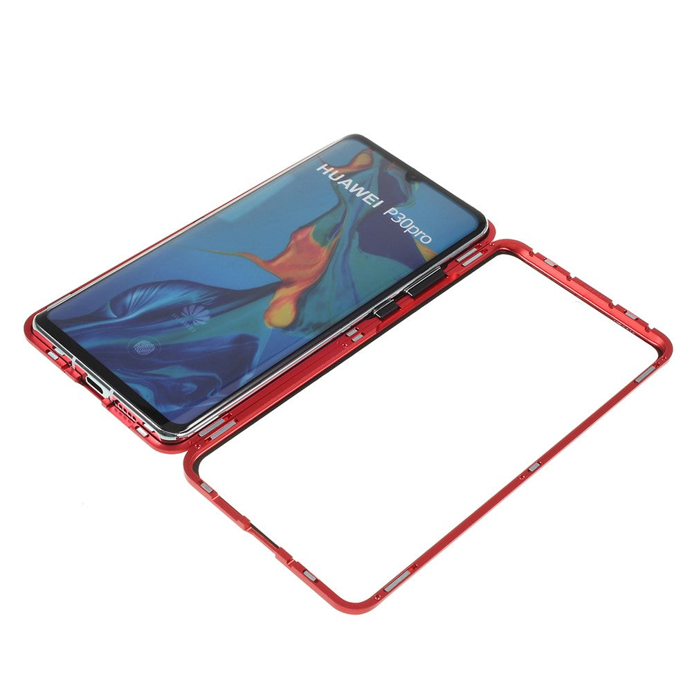 Shock-proof Magnetic Installation Metal Frame + Tempered Glass Alll-round Protective Phone Shell for Huawei P30 Pro