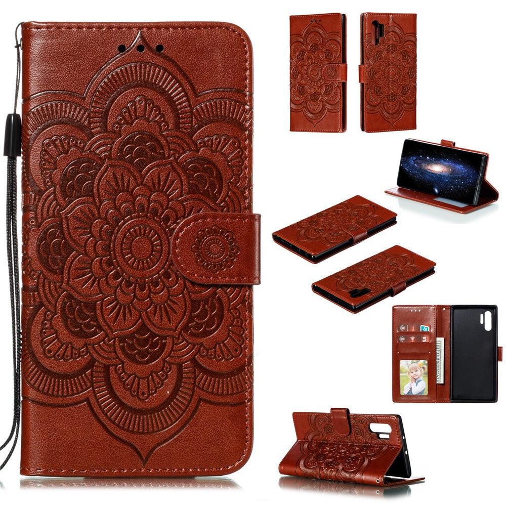 Præg Mandala Blomsterstativ Pung Læder Etui Cover til Samsung Galaxy Note 10 / Note 10 5G - Panda Plus / 10 Plus 5G