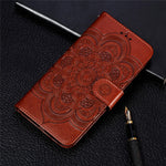 Præg Mandala Blomsterstativ Pung Læder Etui Cover til Samsung Galaxy Note 10 / Note 10 5G - Panda Plus / 10 Plus 5G