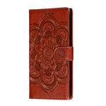 Imprint Mandala Blomsterstativ Pung Læder Etui Cover til Samsung Galaxy Note 10 / Note 10 5G - Panda Plus / 10 Plus 5G