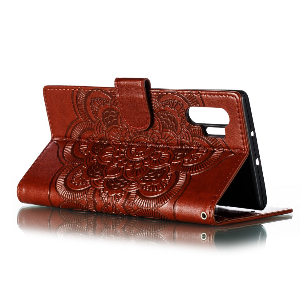 Præg Mandala Blomsterstativ Pung Læder Etui Cover til Samsung Galaxy Note 10 / Note 10 5G - Panda Plus / 10 Plus 5G
