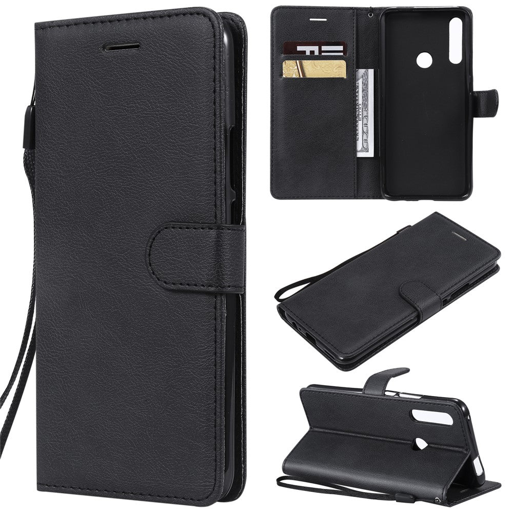 For Huawei Honor 9X (Global) /  P Smart Z / Y9 Prime 2019 / Enjoy 10 Plus Case Solid Color Leather Mobile Cover Wallet Stand with Strap
