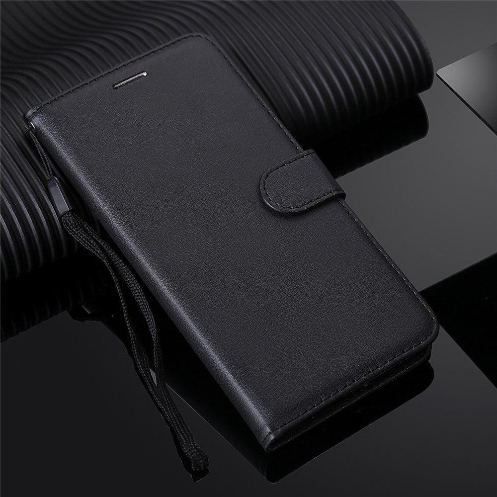 For Huawei Honor 9X (Global) /  P Smart Z / Y9 Prime 2019 / Enjoy 10 Plus Case Solid Color Leather Mobile Cover Wallet Stand with Strap