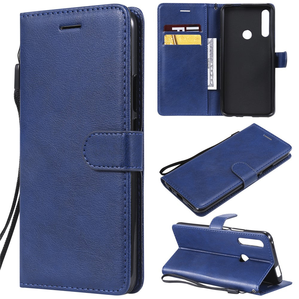 For Huawei Honor 9X (Global) /  P Smart Z / Y9 Prime 2019 / Enjoy 10 Plus Case Solid Color Leather Mobile Cover Wallet Stand with Strap
