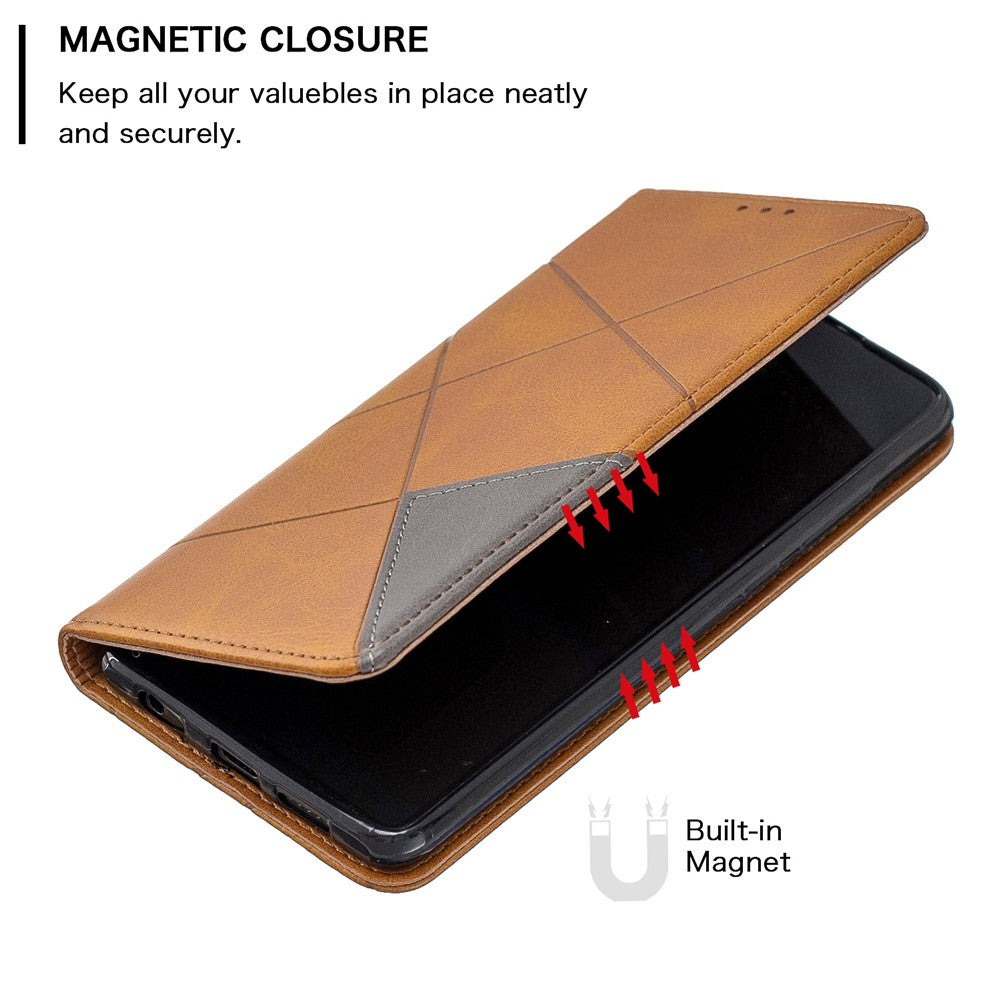 Geometriskt mönster Läderfodral med stativ och korthållare för Huawei P30