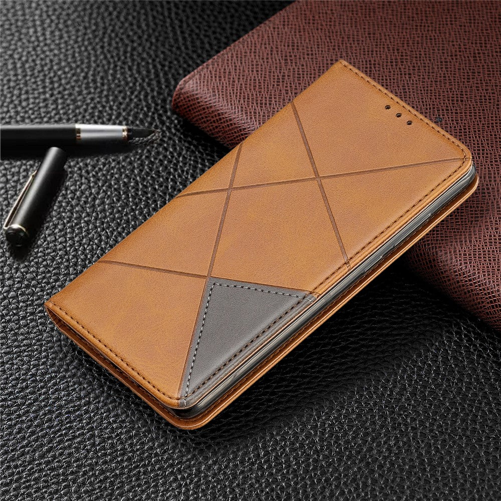 Geometriskt mönster Läderfodral med stativ och korthållare för Huawei P30