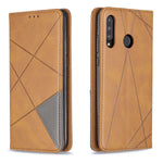 Geometriskt mönster Läderfodral med stativ och korthållare för Huawei P30 Lite