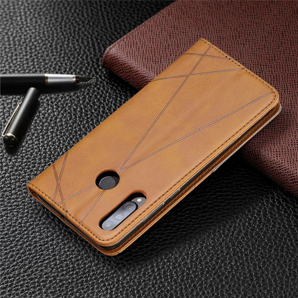 Geometriskt mönster Läderfodral med stativ och korthållare för Huawei P30 Lite