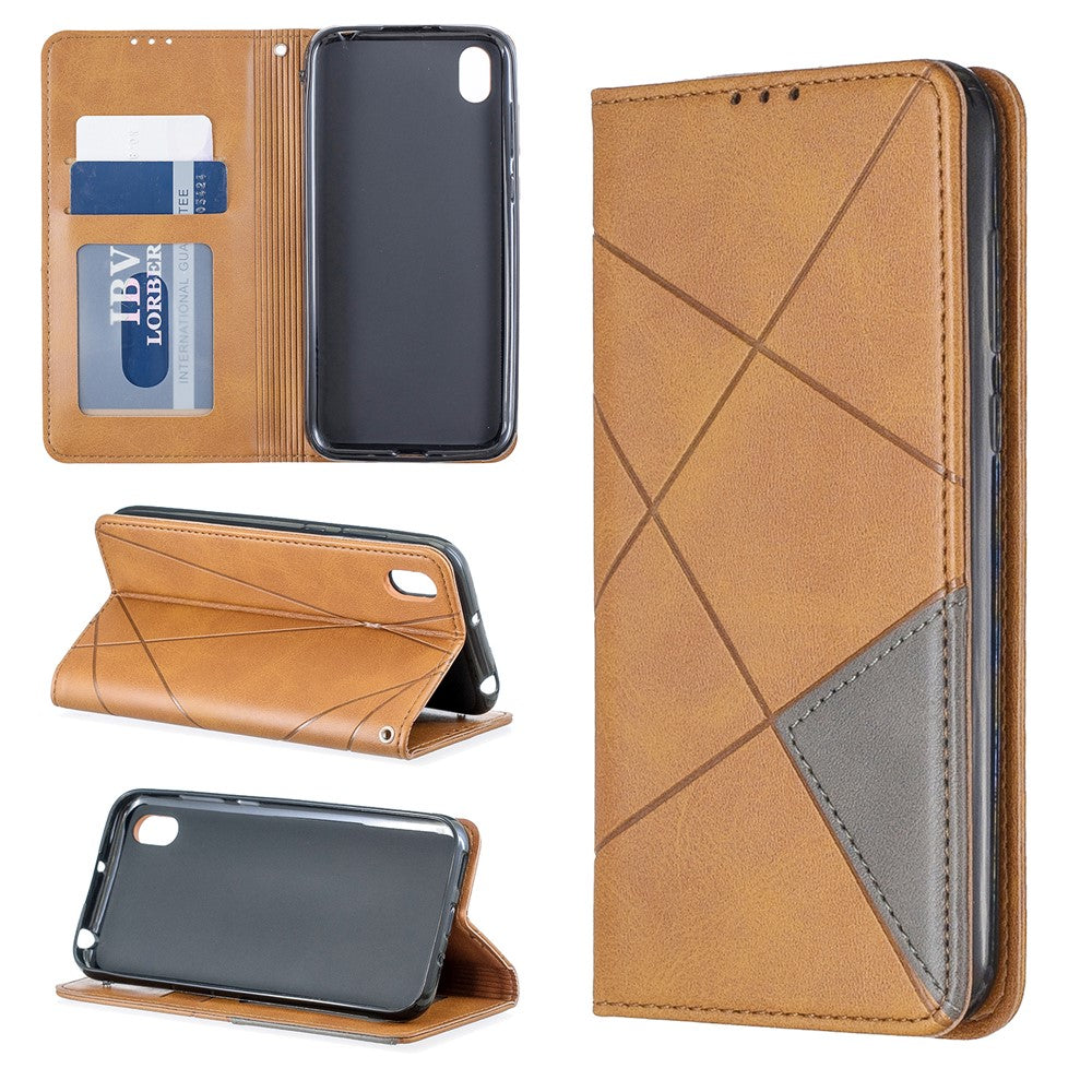Geometric Pattern Leather Card Holder Case for Huawei Y5 (2019) / Honor 8S