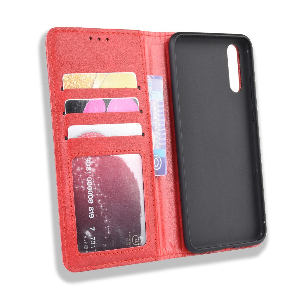 Retro PU-läder plånboksfodral till mobil med stativ till Huawei P20