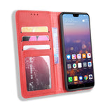 Retro PU-läder plånboksfodral till mobil med stativ till Huawei P20