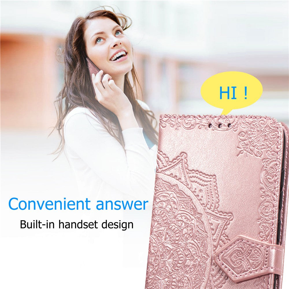 Embossed Mandala Flower Leather Wallet Phone Case for Huawei Honor 9X (Global)/ Y9 Prime 2019 / Enjoy 10 Plus