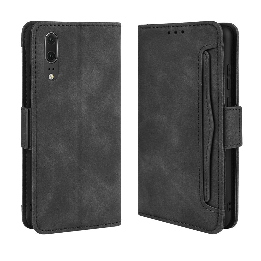 Läderfodral till mobil med plånbok och flera kortfack för Huawei P20