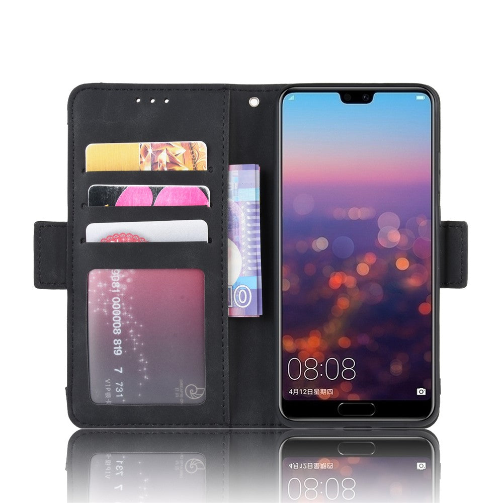 Läderfodral till mobil med plånbok och flera kortfack för Huawei P20
