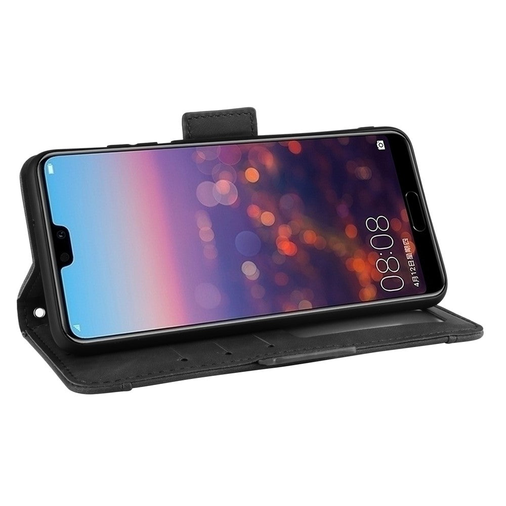 Läderfodral till mobil med plånbok och flera kortfack för Huawei P20