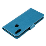 Imprint Flower Leather Wallet Cell Phone Casing Shell for Huawei Y7 (2019)