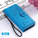 Imprint Flower Leather Wallet Cell Phone Casing Shell for Huawei Y7 (2019)