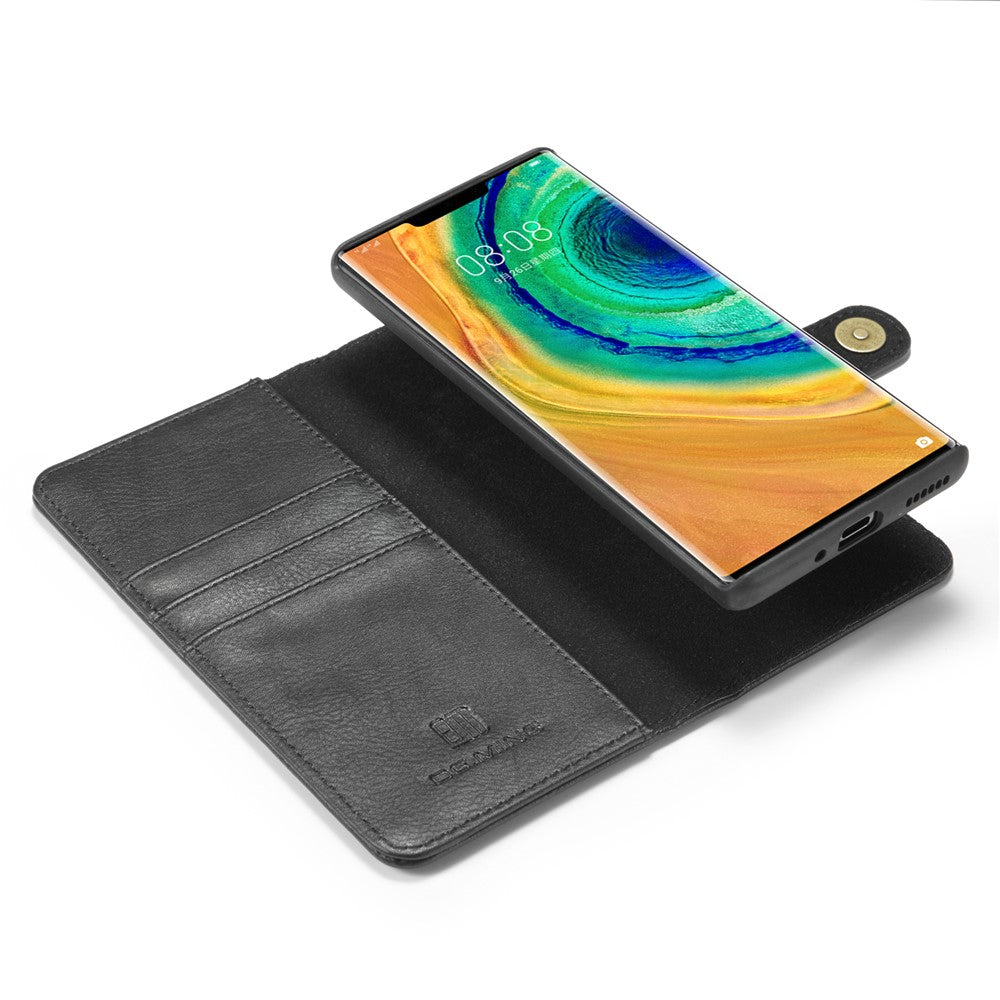 DG.MING Avtagbart 2-i-1-plånboksfodral i splitterläder + PC-bakstycke för Huawei Mate 30 Pro