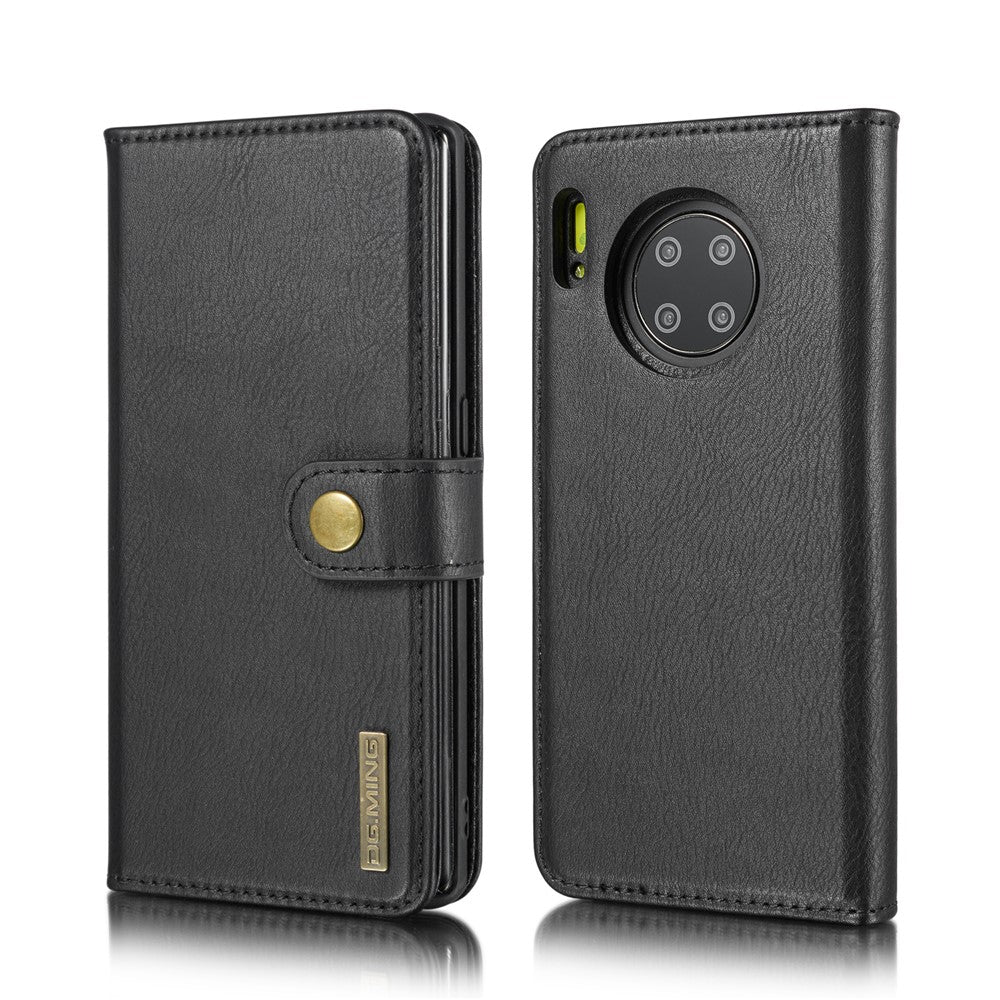 DG.MING Avtagbart 2-i-1-plånboksfodral i splitterläder + PC-bakstycke för Huawei Mate 30 Pro