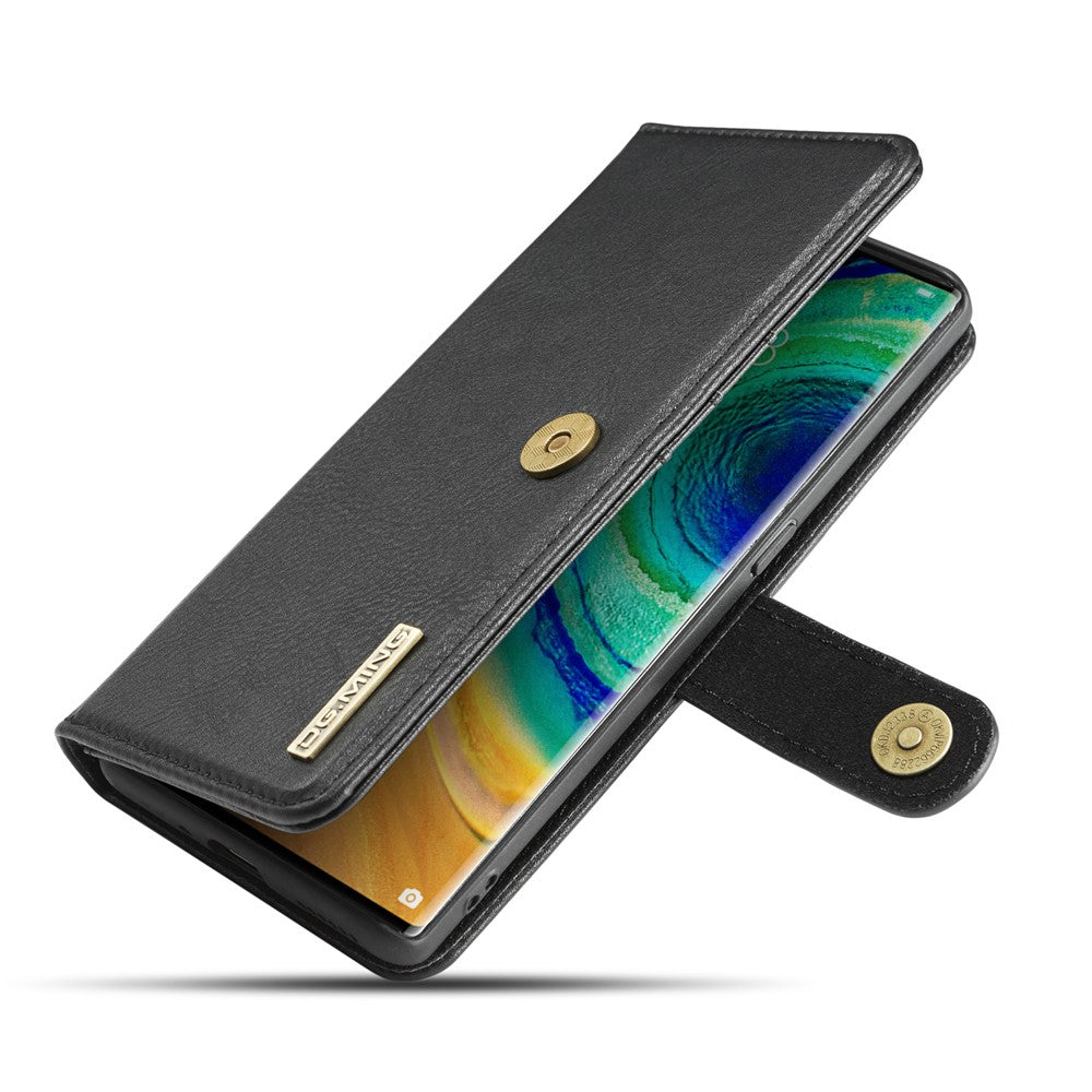 DG.MING Avtagbart 2-i-1-plånboksfodral i splitterläder + PC-bakstycke för Huawei Mate 30 Pro