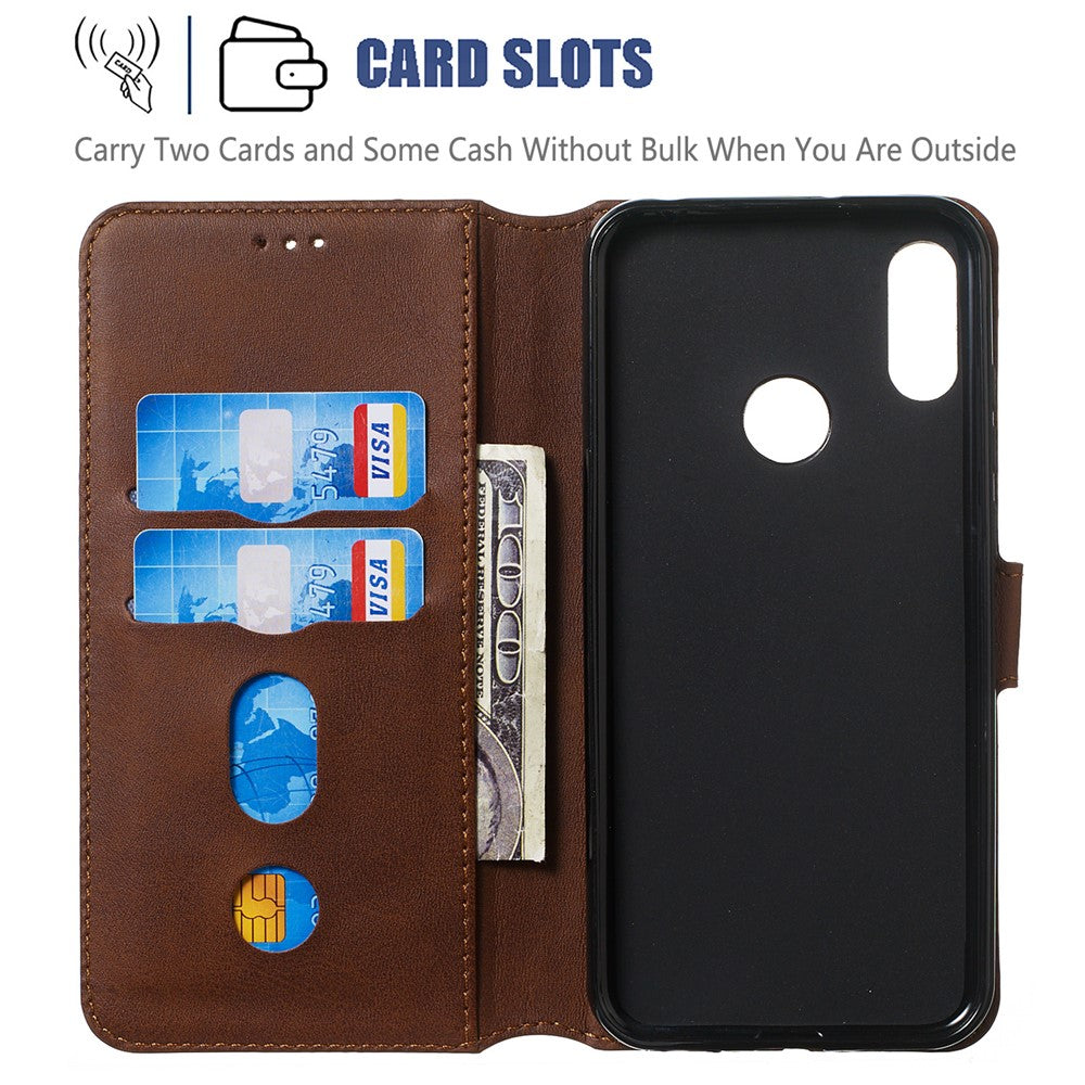Classic Wallet Leather Stand Phone Protective Cover for Huawei Y6 (2019, with Fingerprint Sensor) / Honor 8A