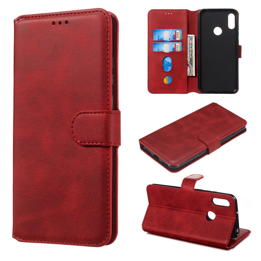 Classic Wallet Leather Stand Phone Protective Cover for Huawei Y6 (2019, with Fingerprint Sensor) / Honor 8A