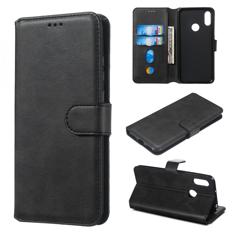 Classic Wallet Leather Stand Phone Protective Cover for Huawei Y6 (2019, with Fingerprint Sensor) / Honor 8A