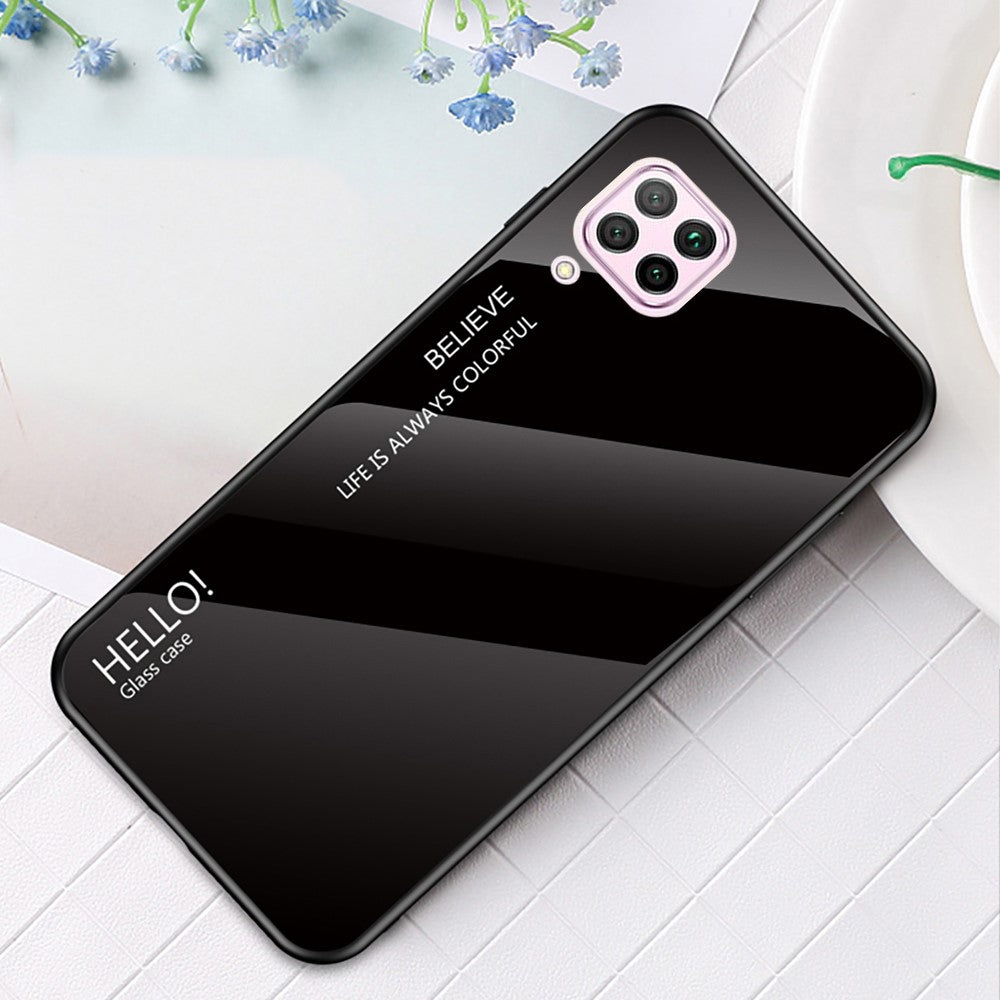 Gradient Color Tempered Glass + PC + TPU Hybrid Back Case for Huawei Nova 6 SE/Nova 7i/P40 Lite