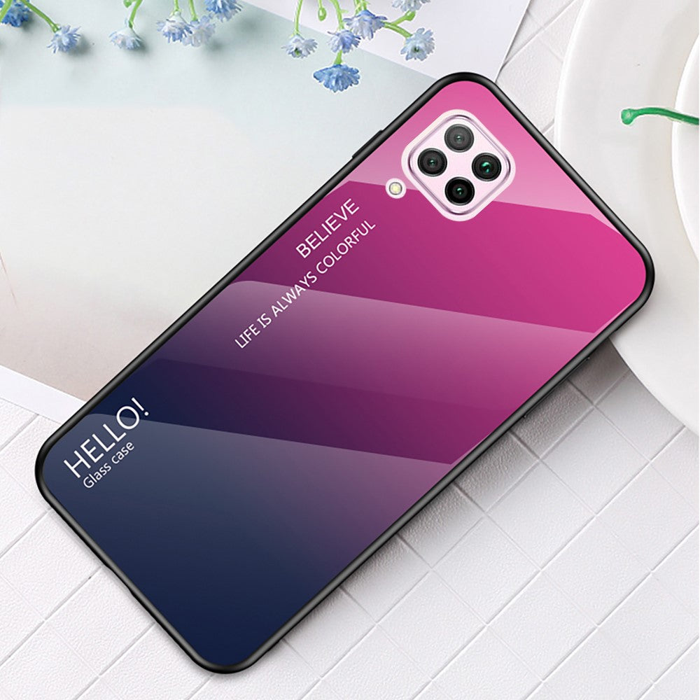 Gradient Color Tempered Glass + PC + TPU Hybrid Back Case for Huawei Nova 6 SE/Nova 7i/P40 Lite