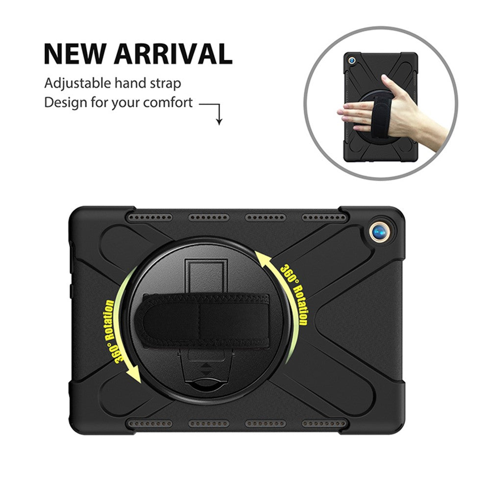 360 graders vridbart stöd PC + silikonkomboskal med handhållarrem och pennfack för Huawei MediaPad M5 10 (10.8") / M5 (Pro) 10.8"