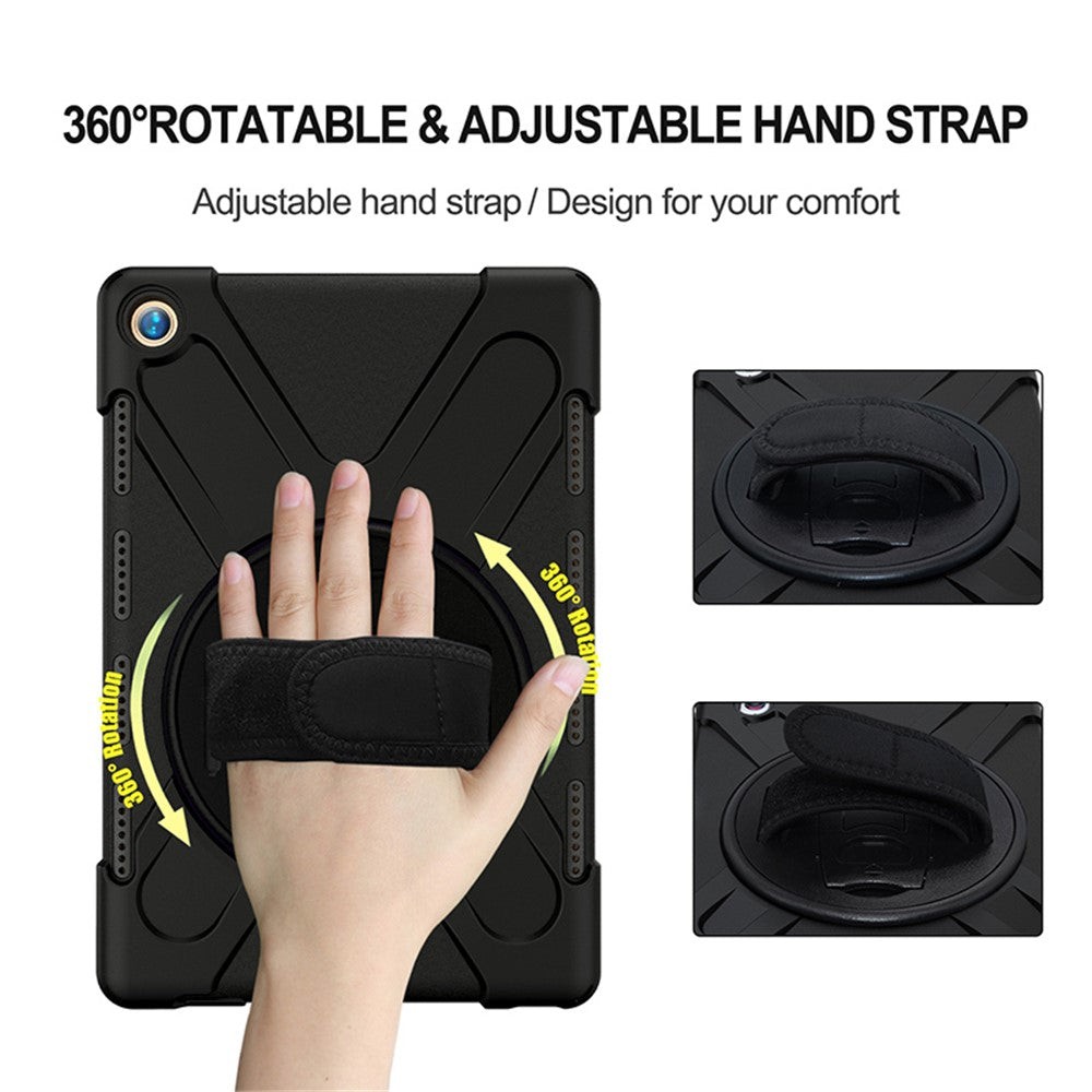 360 graders vridbart stöd PC + silikonkomboskal med handhållarrem och pennfack för Huawei MediaPad M5 10 (10.8") / M5 (Pro) 10.8"