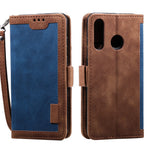 Vintage Splicing Design Wallet Stand Leather Phone Case Shell for Huawei Y7 (2019)