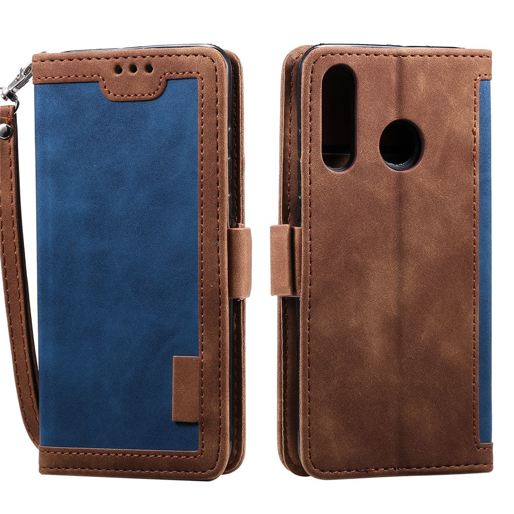 Vintage Splicing Design Wallet Stand Leather Phone Case Shell for Huawei Y7 (2019)