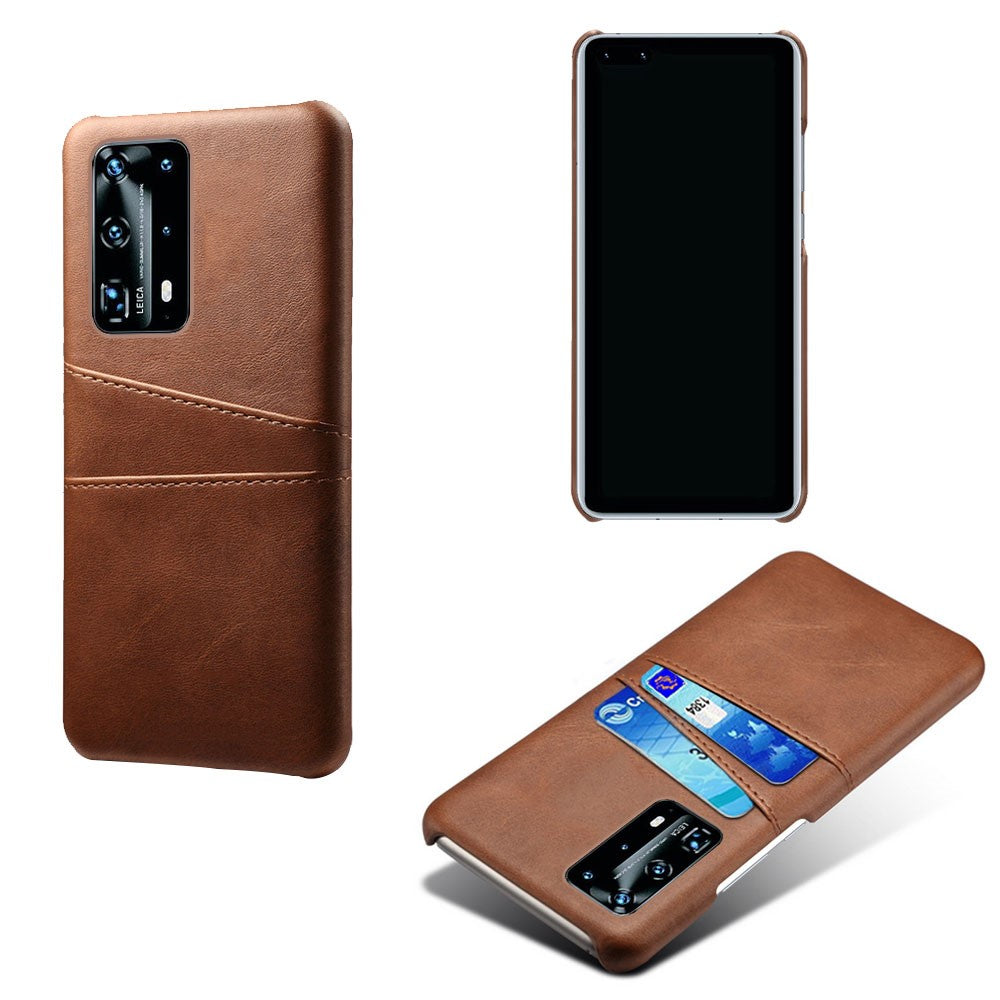 Med dubbla kortplatser i PU-läder och PC-skal för Huawei P40 Pro