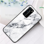 Marmorstruktur Härdat Glas + PC + TPU Hybrid Skal för Huawei P40 Pro