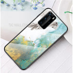 Marmorstruktur Härdat Glas + PC + TPU Hybrid Skal för Huawei P40 Pro