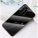 Marmorstruktur Härdat Glas + PC + TPU Hybrid Skal för Huawei P40 Pro