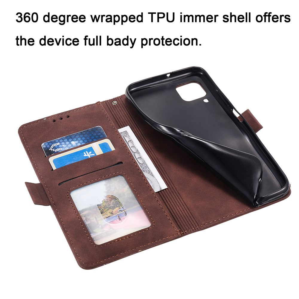 Retro Style Splicing Leather Wallet Cover Stand Phone Case for Huawei P40 lite/nova 6 SE/Nova 7i