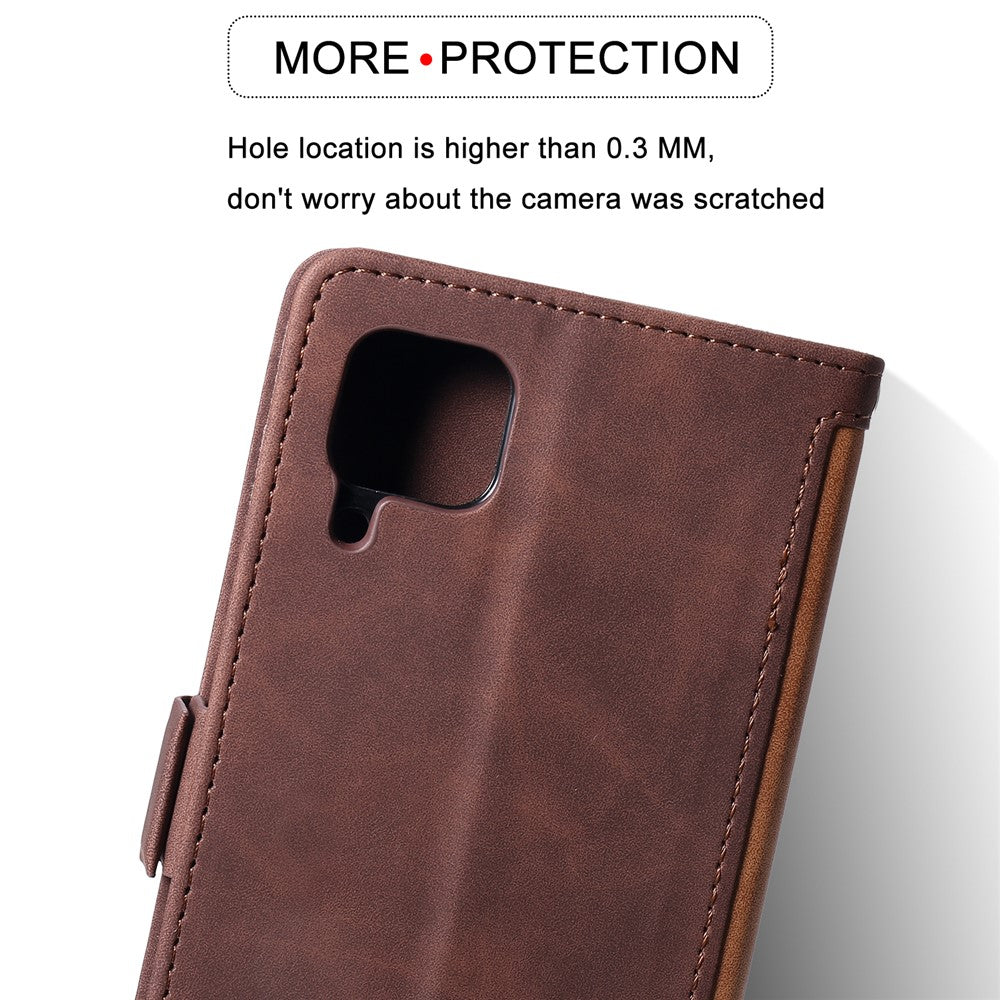 Retro Style Splicing Leather Wallet Cover Stand Phone Case for Huawei P40 lite/nova 6 SE/Nova 7i