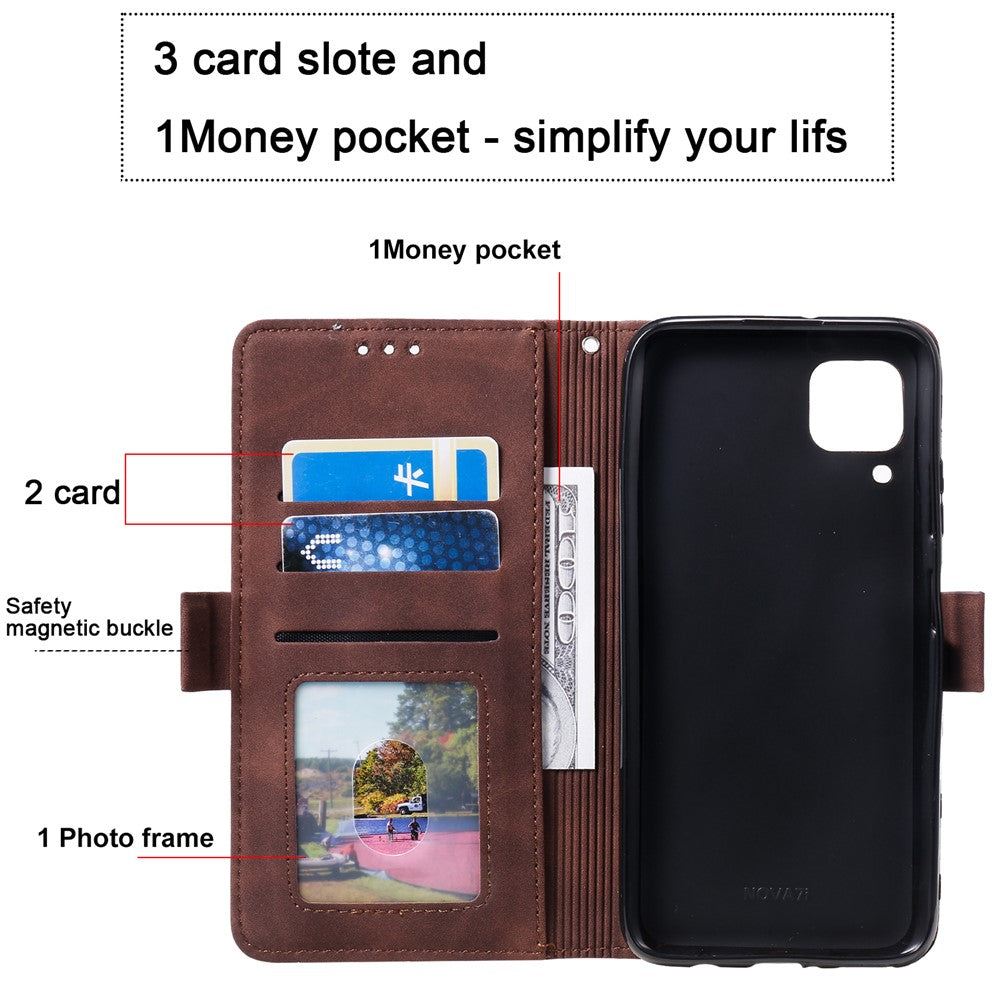 Retro Style Splicing Leather Wallet Cover Stand Phone Case for Huawei P40 lite/nova 6 SE/Nova 7i