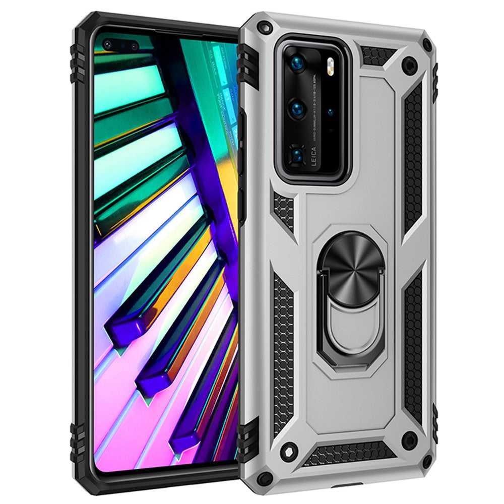 Ring Kickstand Armor Skal PC TPU Combo Mobilskal för Huawei P40 Pro