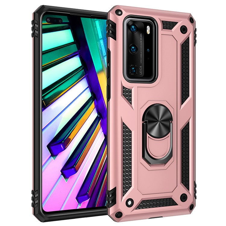 Ring Kickstand Armor-skal PC TPU Combo Mobilskal för Huawei P40 Pro