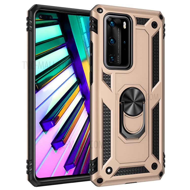Ring Kickstand Armor-skal PC TPU Combo Mobilskal för Huawei P40 Pro