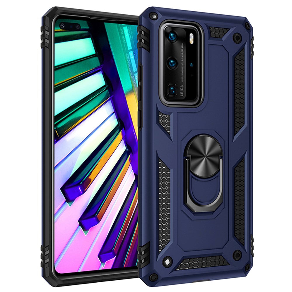 Ring Kickstand Armor Skal PC TPU Combo Mobilskal för Huawei P40 Pro