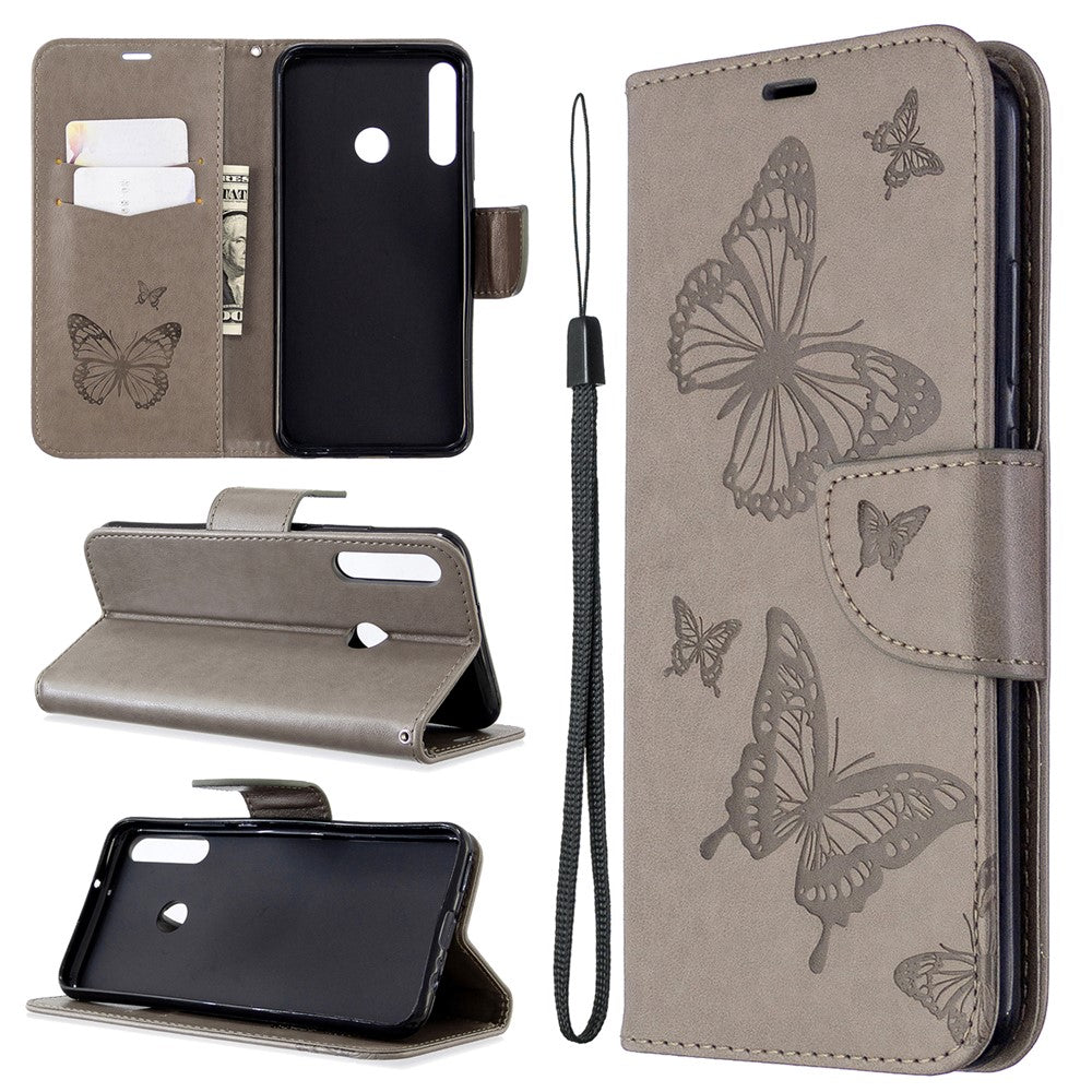 Läderfodral med fjärilsmotiv för Huawei P40 Lite E / Y7p
