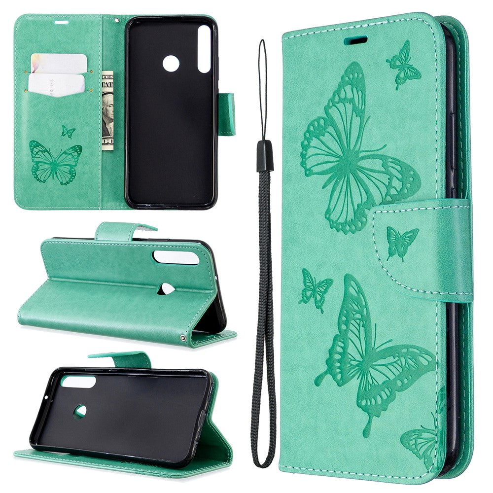 Läderfodral med fjärilsmotiv för Huawei P40 Lite E / Y7p