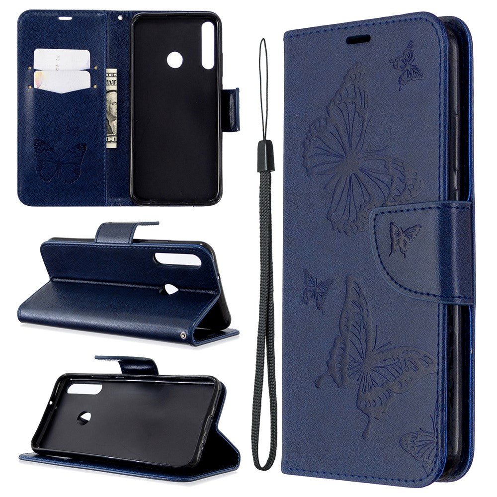 Läderfodral med fjärilsmotiv för Huawei P40 Lite E / Y7p