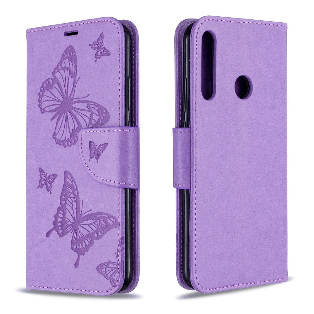 Läderfodral med fjärilsmotiv för Huawei P40 Lite E / Y7p